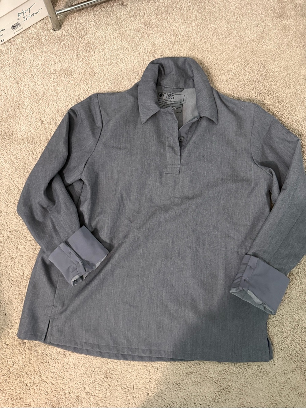 Figs Men's Long-Sleeve Polo in Slate Gray
